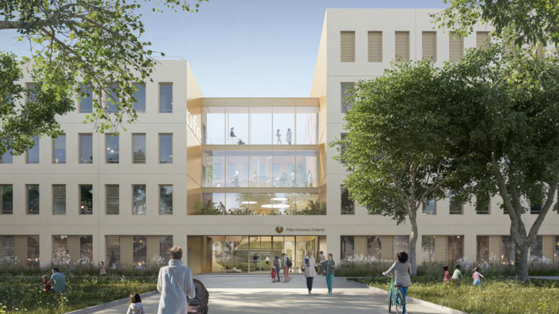 À Bobigny, Pavillon Femmes-Enfants par AIA